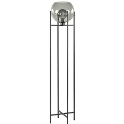 Frame vloerlamp mat zwart met smoke glazen bol