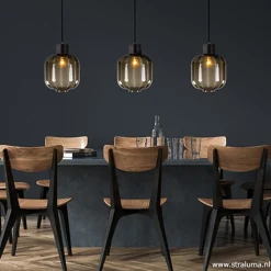Glazen eettafelhanglamp zwart luxury
