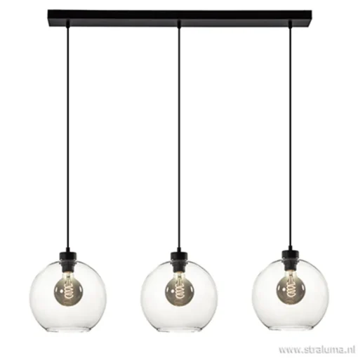 Glazen 3-lichts hanglamp eettafel clear