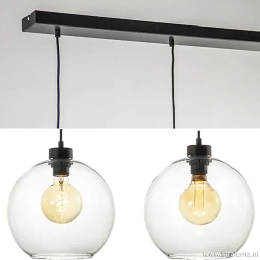 Glazen 3-lichts hanglamp eettafel clear