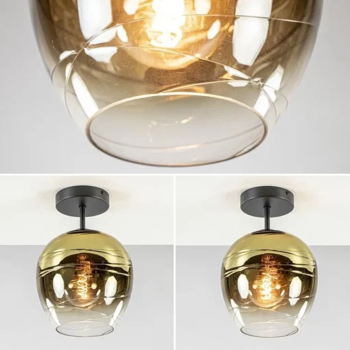 Glazen plafondlamp gold gradient met zwart