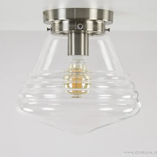 Glazen plafondlamp helder Art Deco