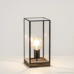Glazen tafellamp Askjer hout met zwart