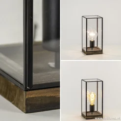 Glazen tafellamp Askjer hout met zwart