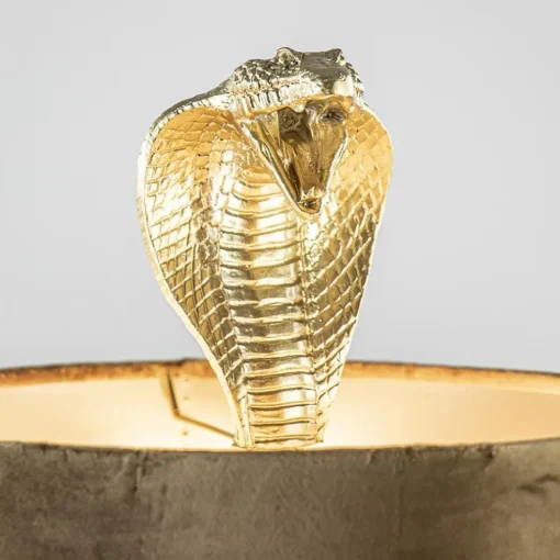 Gouden tafellamp Snake met velours kap