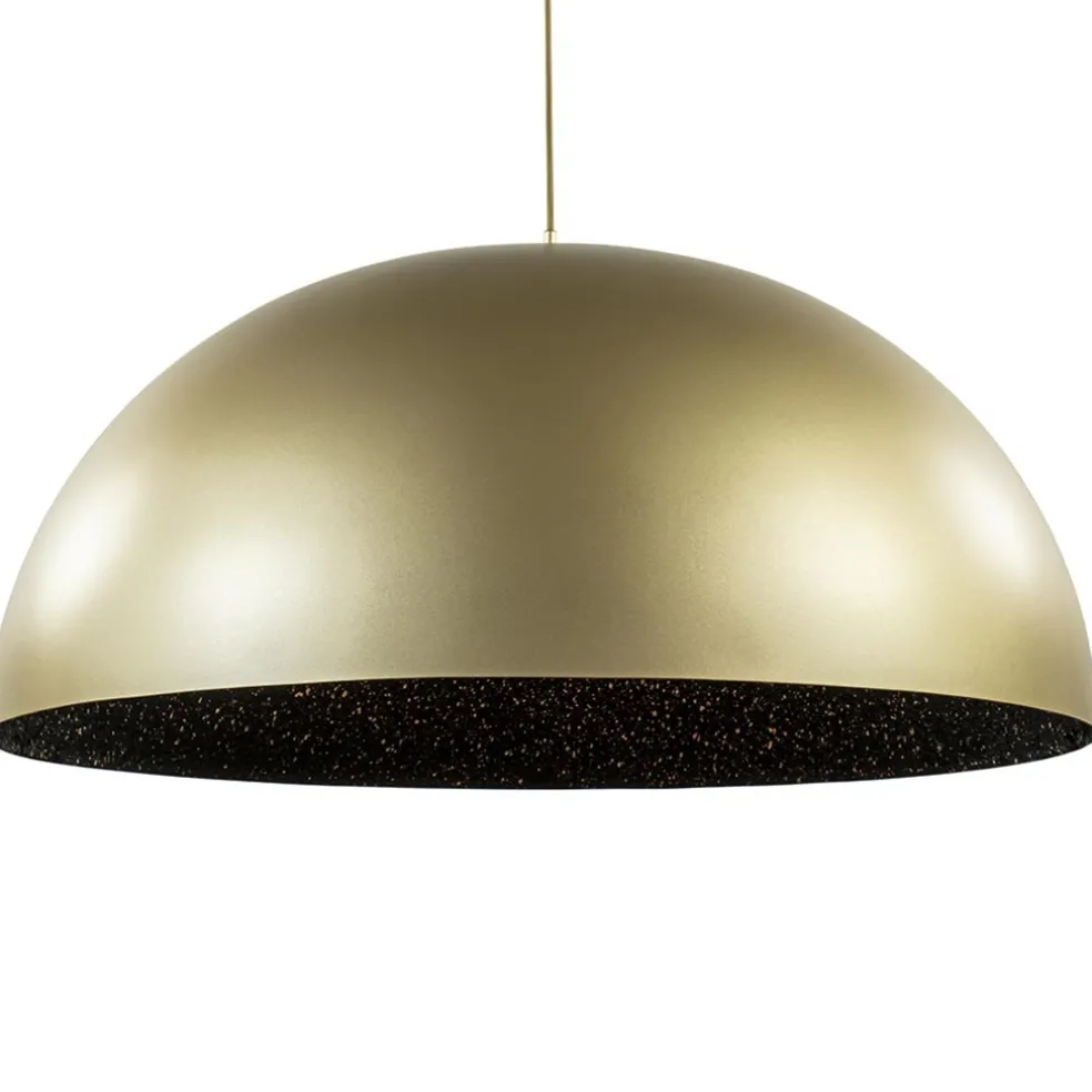 Grote design hanglamp koepel mat goud met zwart 90 cm