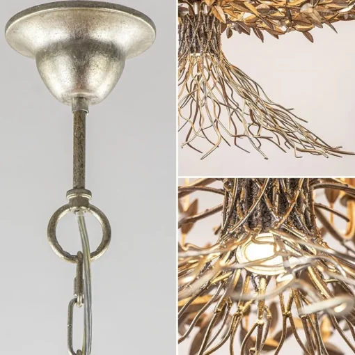 Grote design hanglamp ovaal oud zilver