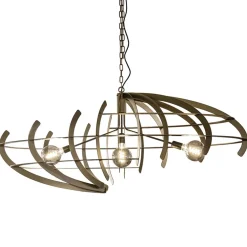 Grote design hanglamp ovaal oud messing