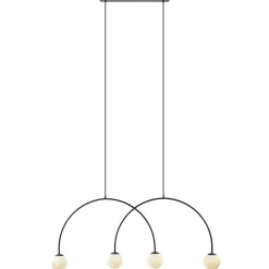 Grote hanglamp bogen met wit glas