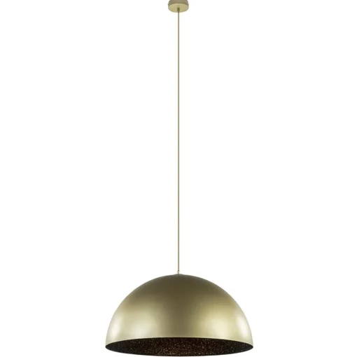 Grote hanglamp koepel mat goud met zwart 70 cm