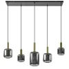 Grote hanglamp Lekar 5-lichts antiek brons met smoke glas