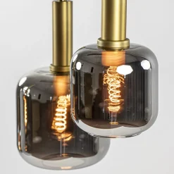 Grote hanglamp Lekar 5-lichts antiek brons met smoke glas