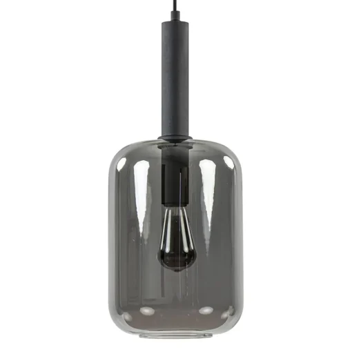 Grote hanglamp Lekar zwart met smoke glas