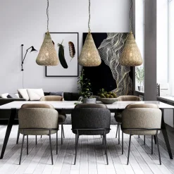 Grote hanglamp 3-lichts mat goud met zwarte balk