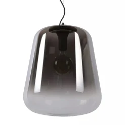 Grote hanglamp smoke glazen kap met zwart