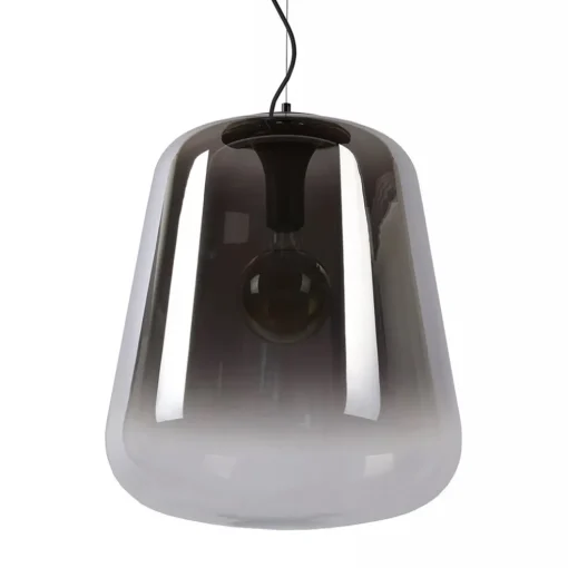 Grote hanglamp smoke glazen kap met zwart