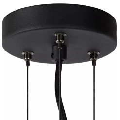 Grote hanglamp zwart met smoke glazen kap