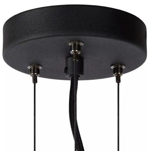 Grote hanglamp zwart met smoke glazen kap