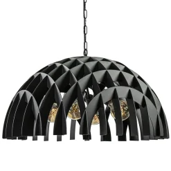 Grote koepel hanglamp Dome mat zwart metaal