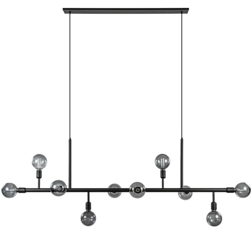 Grote 10-lichts eettafelhanglamp zwart exclusief lichtbronnen