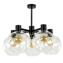 Grote 5-lichts plafondlamp helder glas