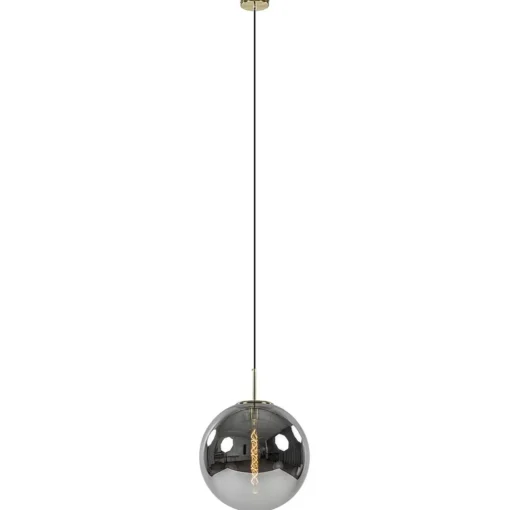 Grote luxe hanglamp brons + smoke glas Medina