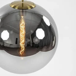 Grote luxe hanglamp brons + smoke glas Medina