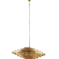 Grote metalen hanglamp ovaal brons