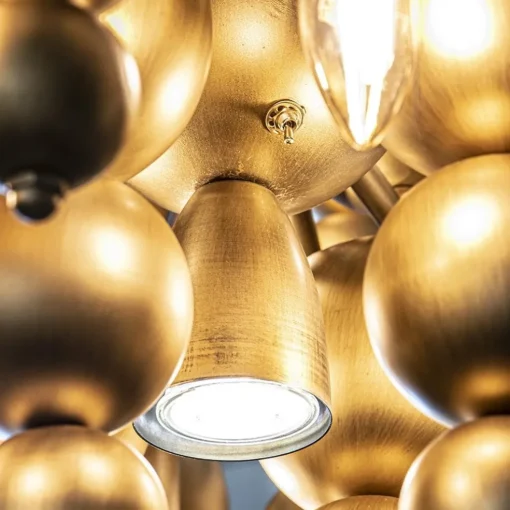 Grote ovale hanglamp Blow mat brass