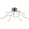 Grote plafondlamp brons met wit glas inclusief LED