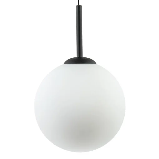Grote retro hanglamp opaal glas met zwart