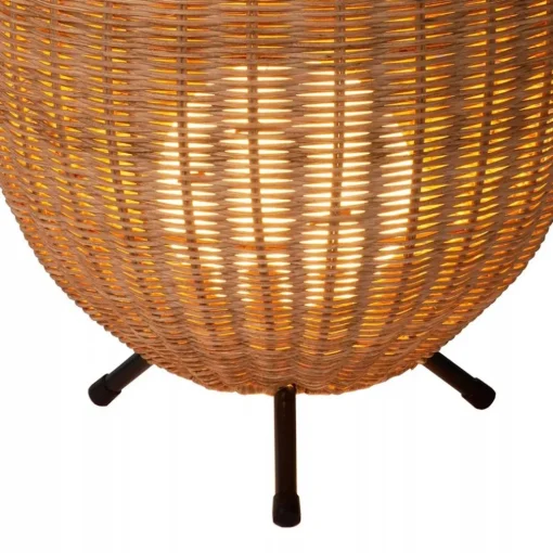 Grote rotan tafellamp naturel met zwarte pootjes