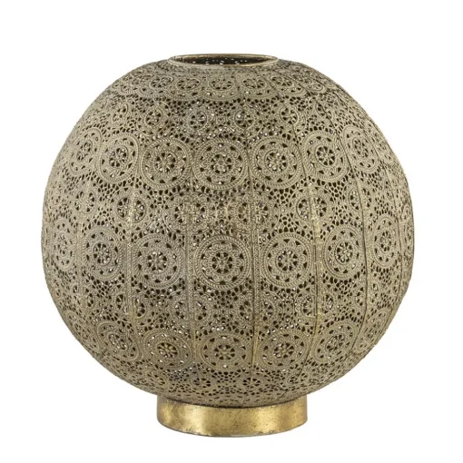 Grote tafellamp antiek messing met decoratief dessin
