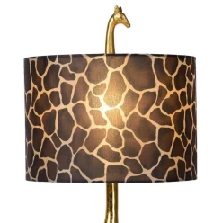 Grote tafellamp Giraf goud met bruine kap