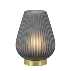 Grote tafellamp Tajera op batterij mat grijs/goud L&L