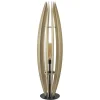 Grote vloerlamp blank hout met mat zwarte voet