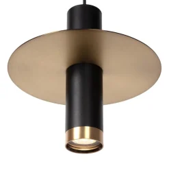 Hanglamp badkamer zwart met brons IP44
