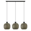 Hanglamp balk 3L zwart + bamboe