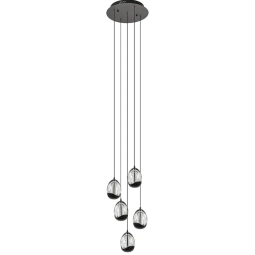 Hanglamp Black Egg 5L rond zwart/helder