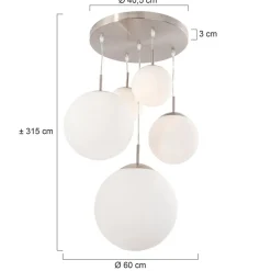Hanglamp bol Bollique 5x glas wit