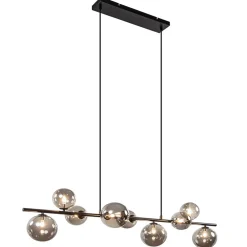 Hanglamp Calcio 9l zwart + smoke glas