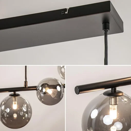Hanglamp Calcio 9l zwart + smoke glas