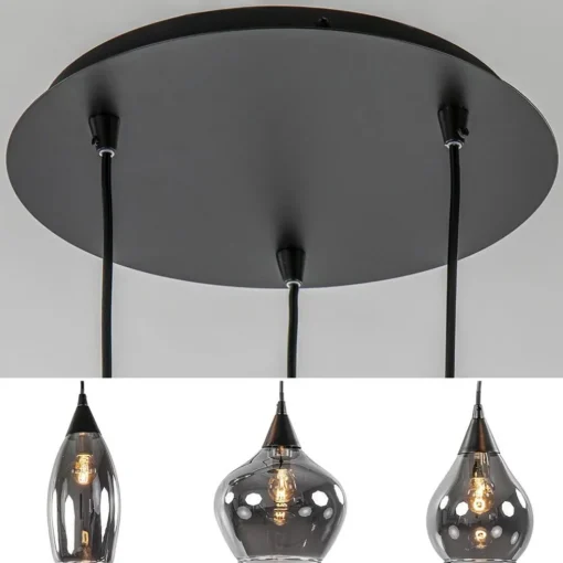 Hanglamp Cambio 3L rond zwart smoke glas