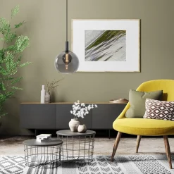 Hanglamp Chandra 1L zwart + glas 30cm