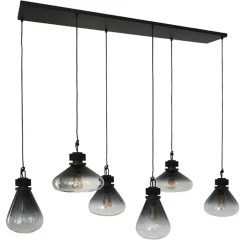 Hanglamp Flere 6L zwart smoke/clear glas