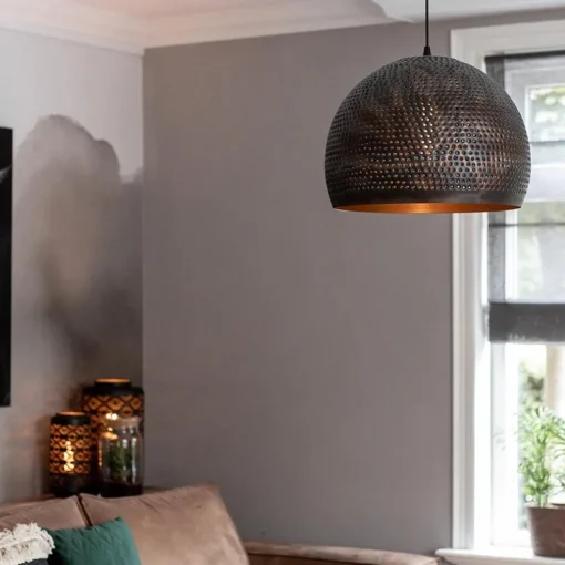 Hanglamp geperforeerd staal brons-bruin