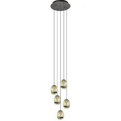 Hanglamp Golden Egg 5L rond zwart/goud