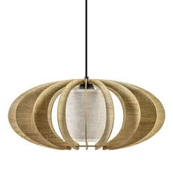Hanglamp houten lamellen + kap 50cm