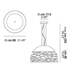 Hanglamp Kelly koepel 80cm wit