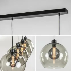 Hanglamp 4L balk zwart + smoke glas 30cm